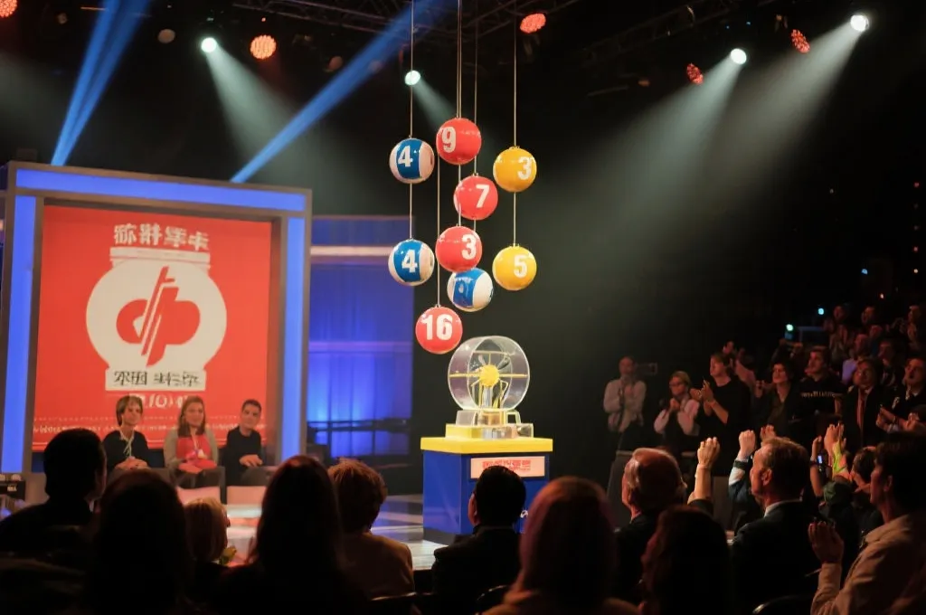 彩票开奖现场,聚光灯下的数字球